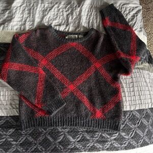 Vintage 90's Gray and Red Patterned Sweater